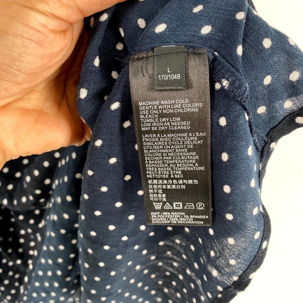 Anthropologie Shirt Dress Women L Navy Layla Lightweight Polka Dot Button - Picture 8 of 13